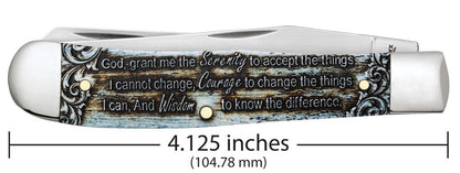 Case Knives Serenity Prayer Smooth Natural Bone Trapper Knife