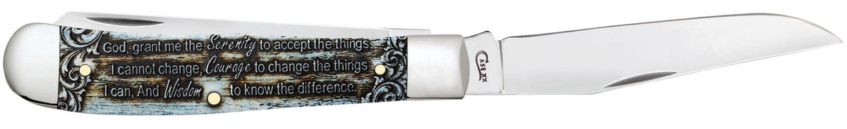 Case Knives Serenity Prayer Smooth Natural Bone Trapper Knife