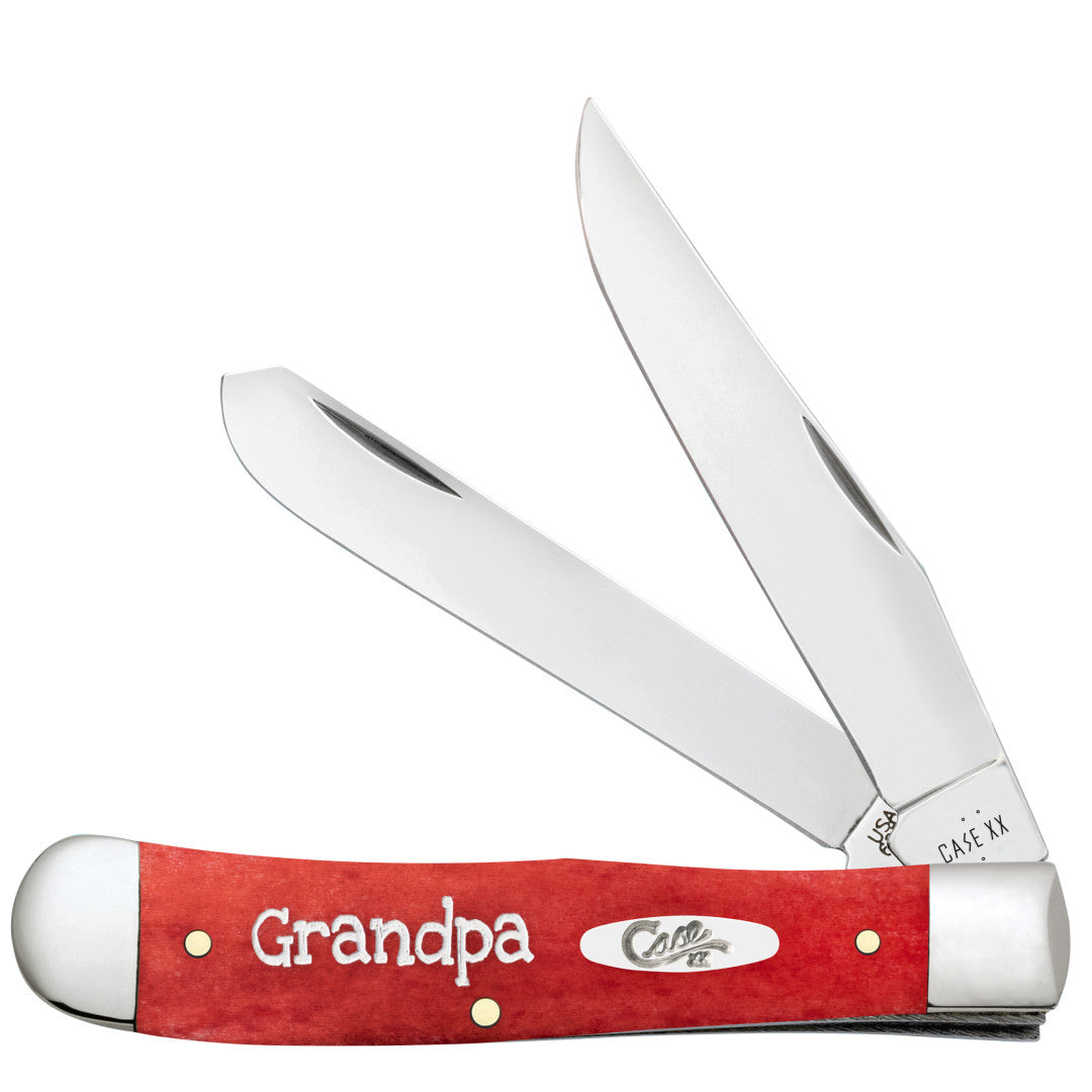 Case Knives Embellished Smooth Dark Red Bone Trapper in Gift Tin