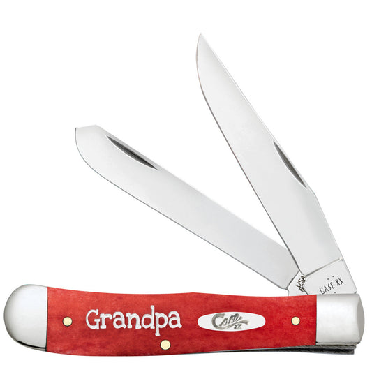 Case Knives Embellished Smooth Dark Red Bone Trapper in Gift Tin