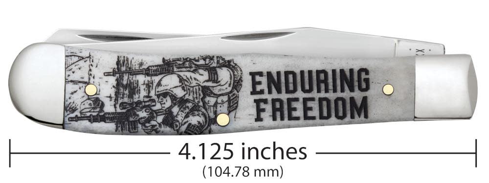Case Knives War Series Enduring Freedom Smooth Natural Bone Trapper Knife