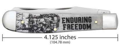 Case Knives War Series Enduring Freedom Smooth Natural Bone Trapper Knife
