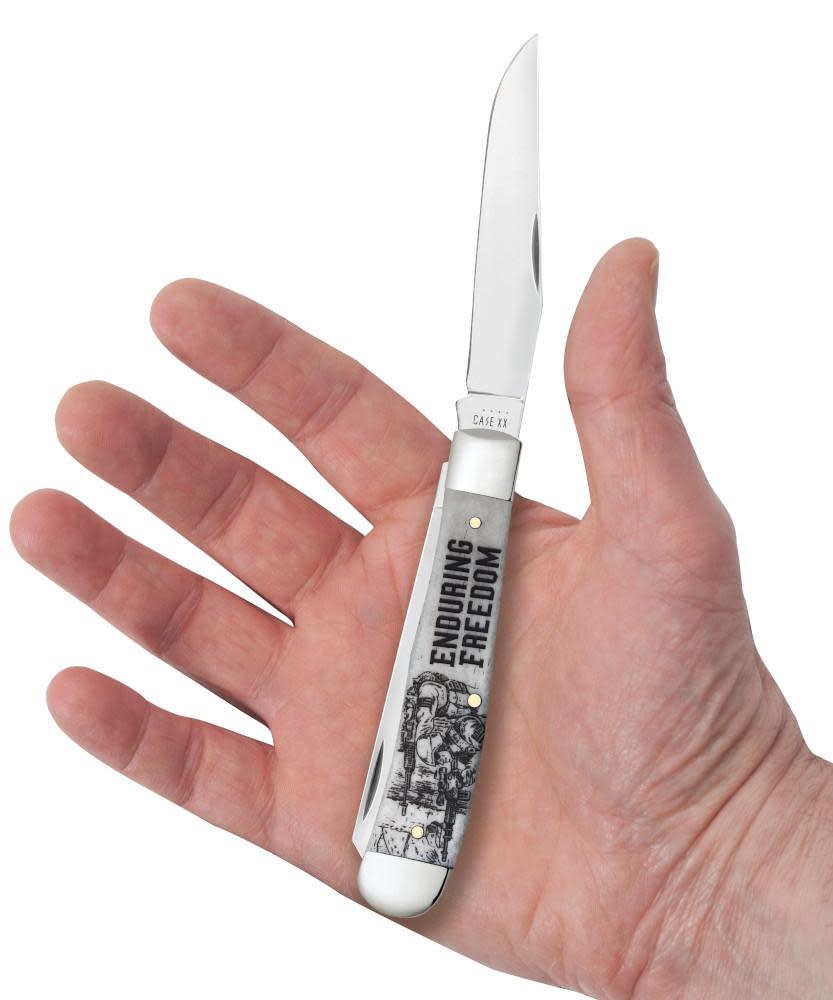 Case Knives War Series Enduring Freedom Smooth Natural Bone Trapper Knife