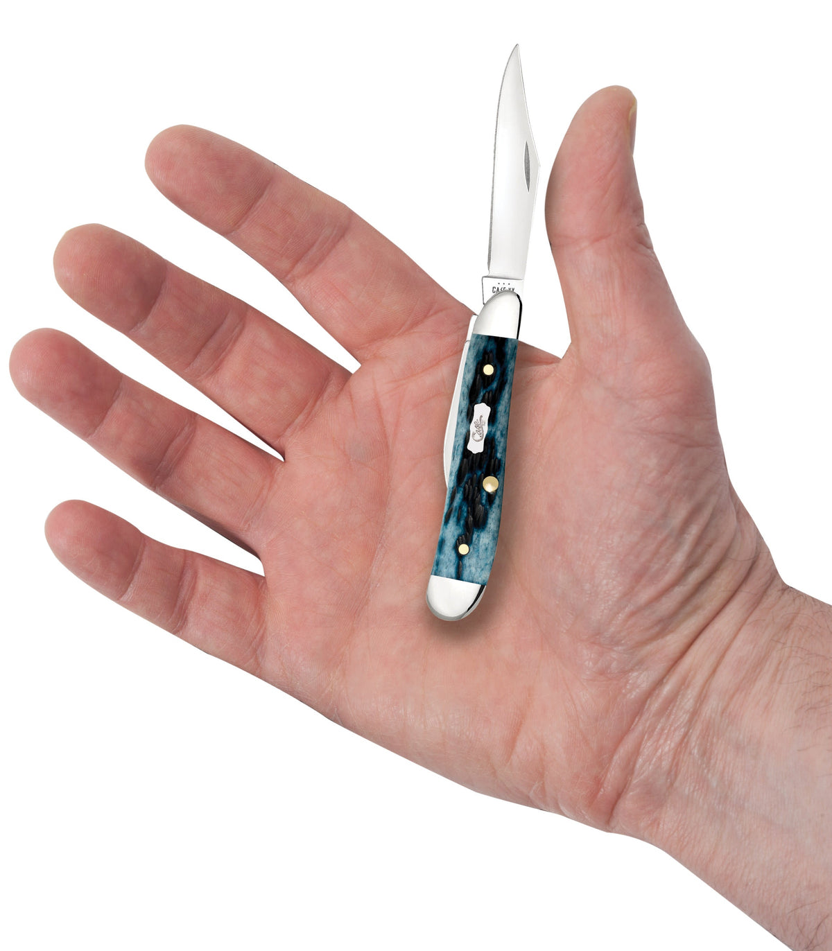 Case Knives Pocket Worn® Peach Seed Jig Mediterranean Blue Bone Peanut