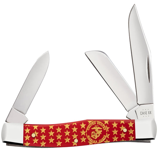 Case Knives USMC® Embellished Smooth Red Syntheitc Medium Stockman