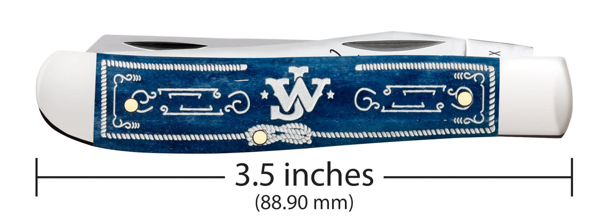 Case Knives John Wayne Embellished Smooth Navy Blue Bone Mini Trapper