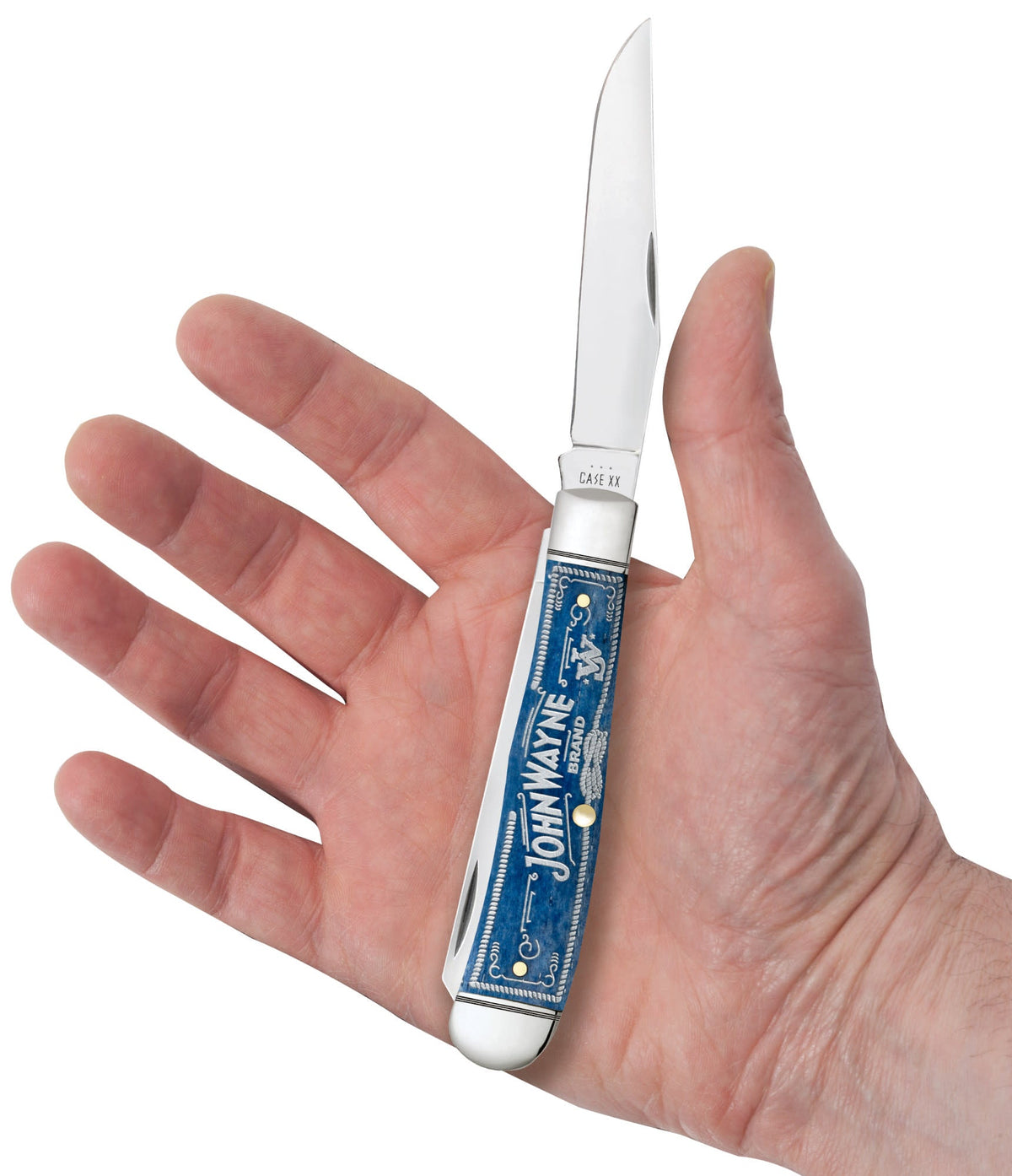 Case Knives John Wayne Embellished Smooth Navy Blue Bone Trapper