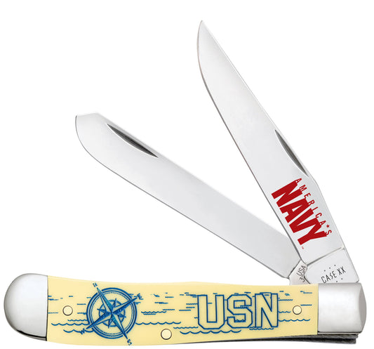 Case Knives U.S. Navy Embellished Smooth Yellow Synthetic Trapper