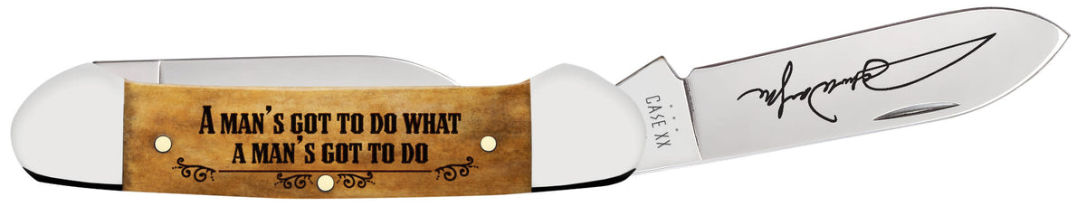 Case Knives John Wayne Embellished Smooth Antique Bone Canoe