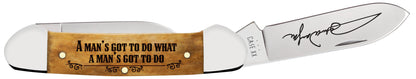 Case Knives John Wayne Embellished Smooth Antique Bone Canoe