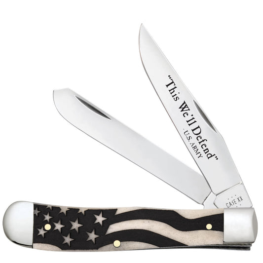 Case Knives U.S. Army Embellished Smooth Natural Bone Trapper