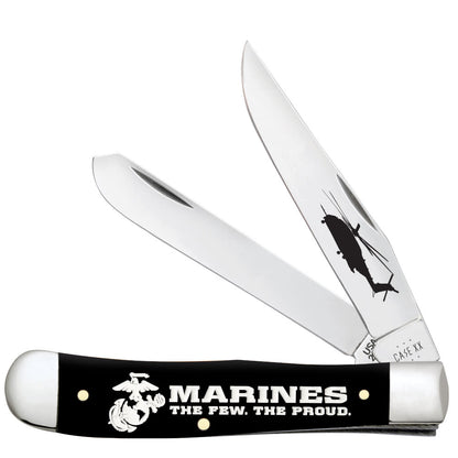 Case Knives USMC® Embellished Smooth Black Synthetic Trapper