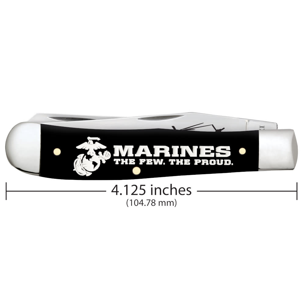 Case Knives USMC® Embellished Smooth Black Synthetic Trapper