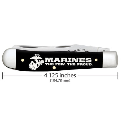 Case Knives USMC® Embellished Smooth Black Synthetic Trapper