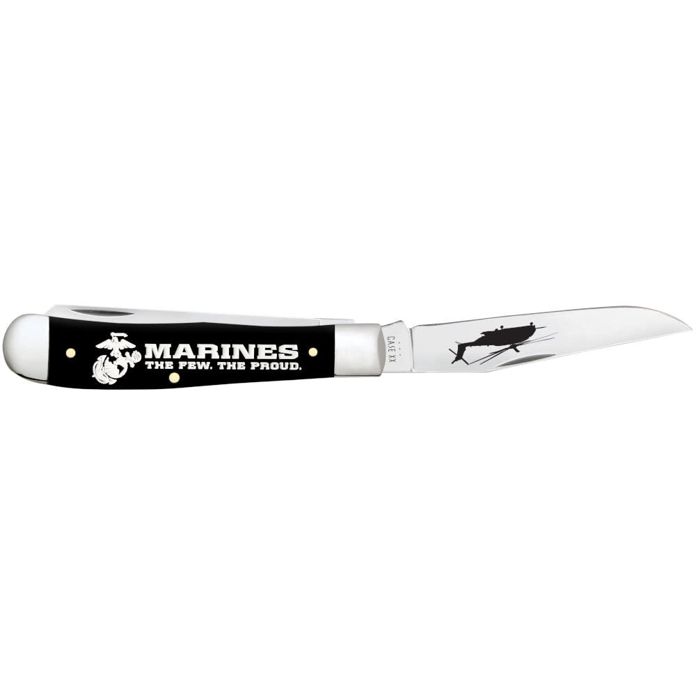 Case Knives USMC® Embellished Smooth Black Synthetic Trapper