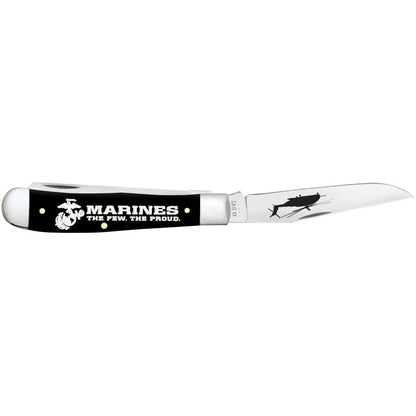 Case Knives USMC® Embellished Smooth Black Synthetic Trapper