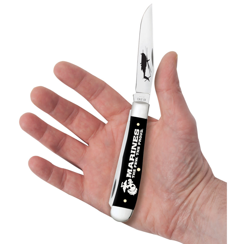 Case Knives USMC® Embellished Smooth Black Synthetic Trapper