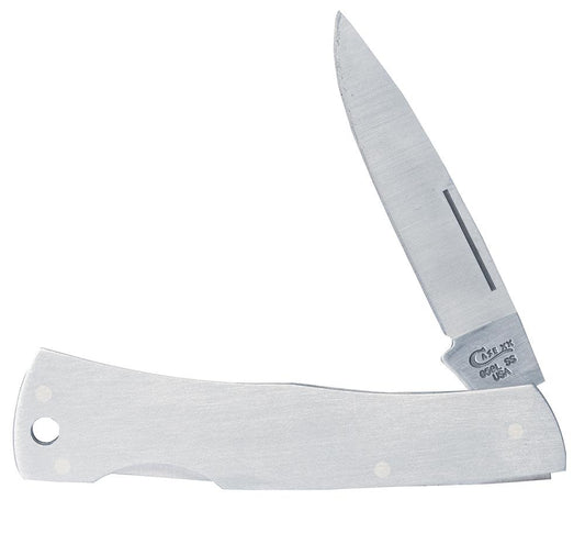 Case Knives Brushed Stainless Steel Executive Lockback Knife -Lanyard Hole