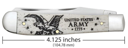 Case Knives U.S. Army Embellished Smooth Natural Bone Trapper Knfe