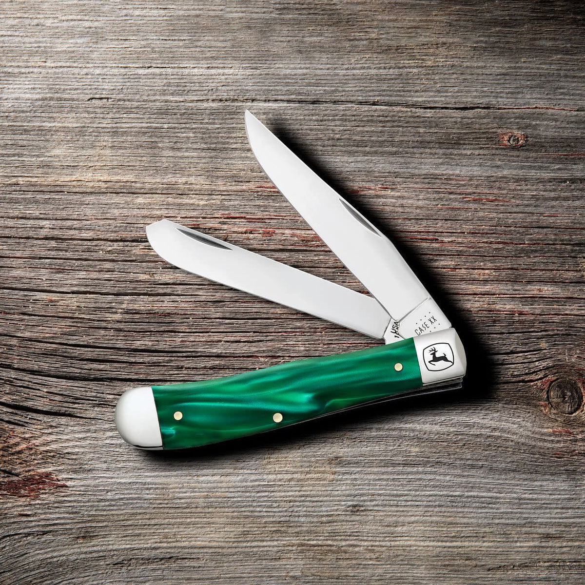 Case Knives John Deere Smooth Green Pearl Kirinite® Trapper Knife