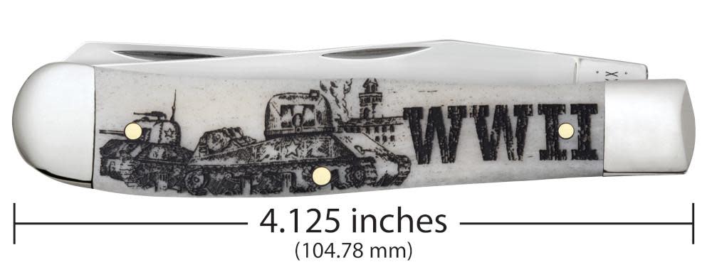 Case Knives War Series WWII Embellished Smooth Natural Bone Trapper Knife