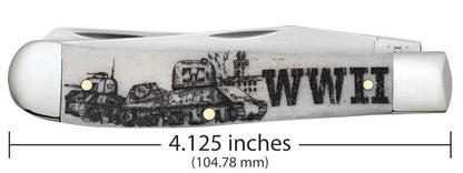 Case Knives War Series WWII Embellished Smooth Natural Bone Trapper Knife