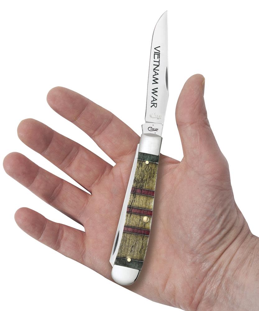Case Knives Vietnam War Gift Set Smooth Natural Bone Trapper Knife
