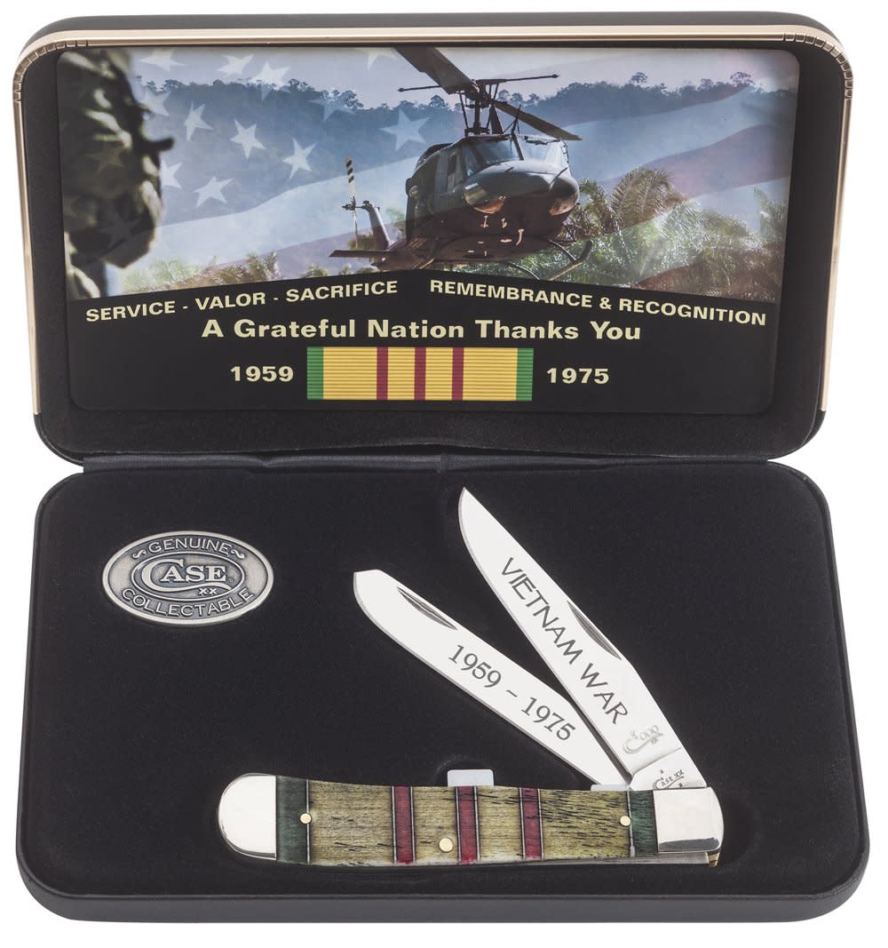 Case Knives Vietnam War Gift Set Smooth Natural Bone Trapper Knife