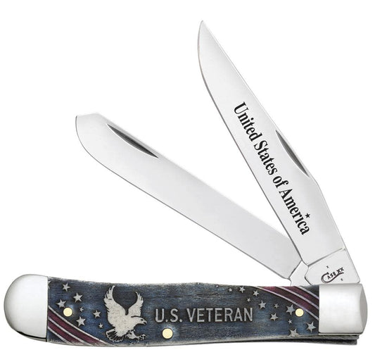 Case Knives U.S. Veteran Smooth Natural Bone Trapper in Velvet Box