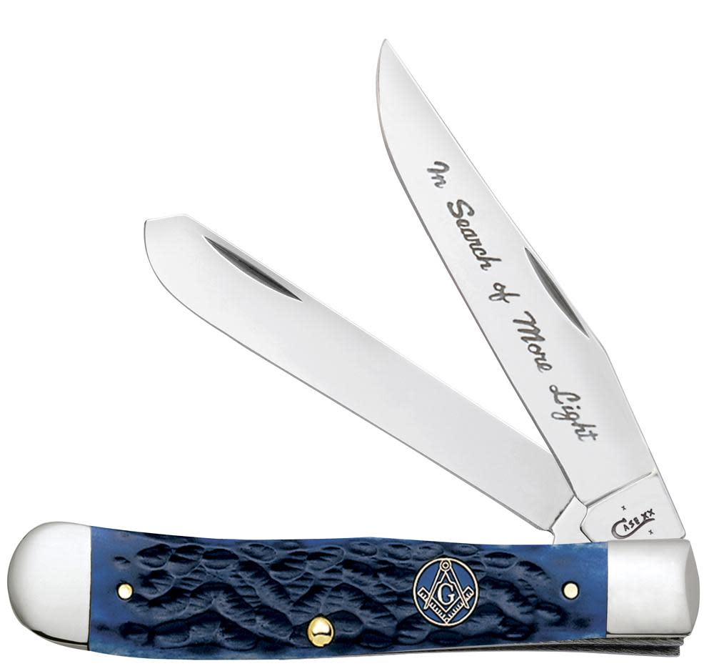 Case Knives Masonic Gift Tin Standard Jig Blue Bone Trapper Knife