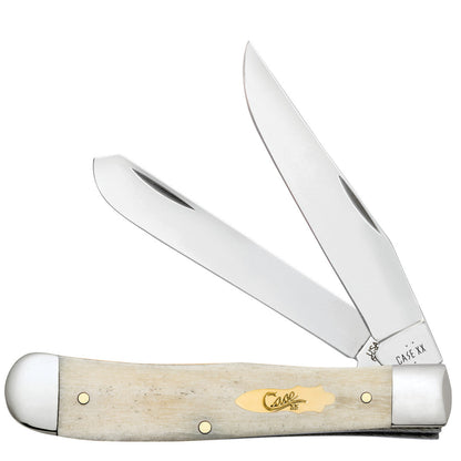 Case Knives Smooth Natural Bone Trapper with Brass Bomb Shield