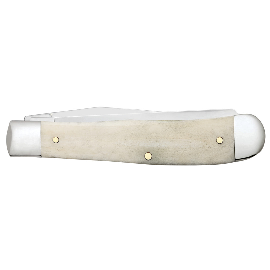 Case Knives Smooth Natural Bone Trapper with Brass Bomb Shield