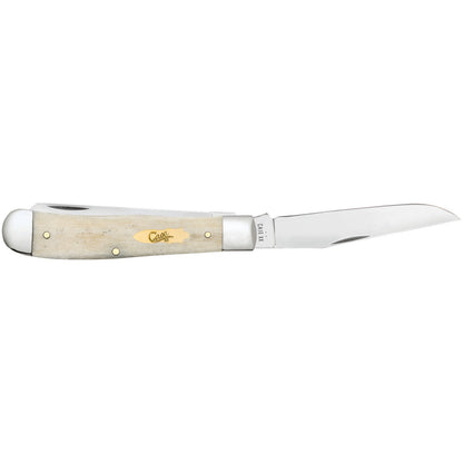 Case Knives Smooth Natural Bone Trapper with Brass Bomb Shield