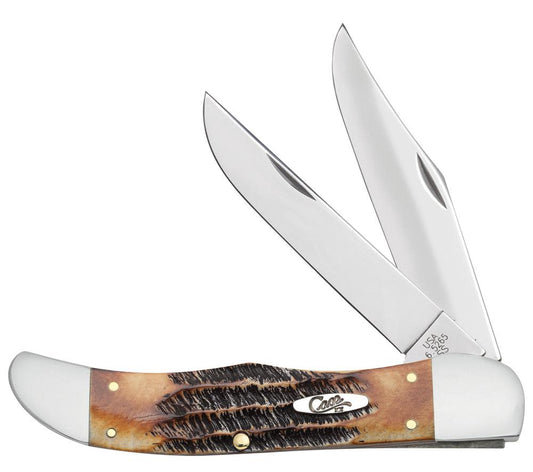 Case Knives 6.5 BoneStag® Folding Hunter Knife w/ Leather Sheath