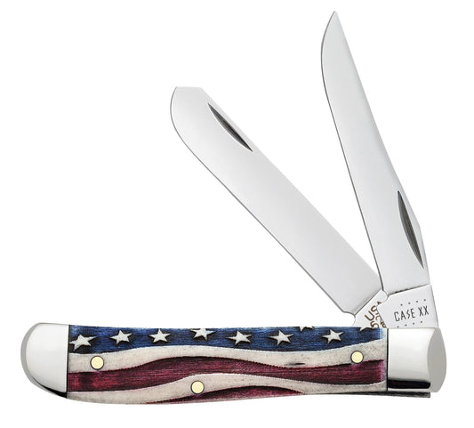 Case Knives Star Spangled Smooth Natural Bone Mini Trapper Knife