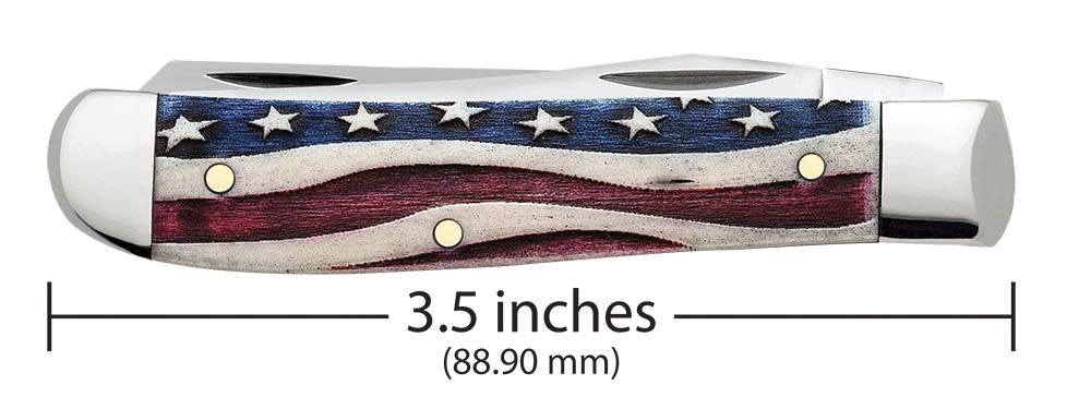 Case Knives Star Spangled Smooth Natural Bone Mini Trapper Knife