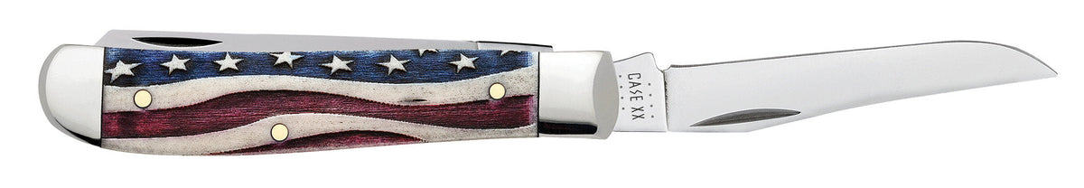 Case Knives Star Spangled Smooth Natural Bone Mini Trapper Knife