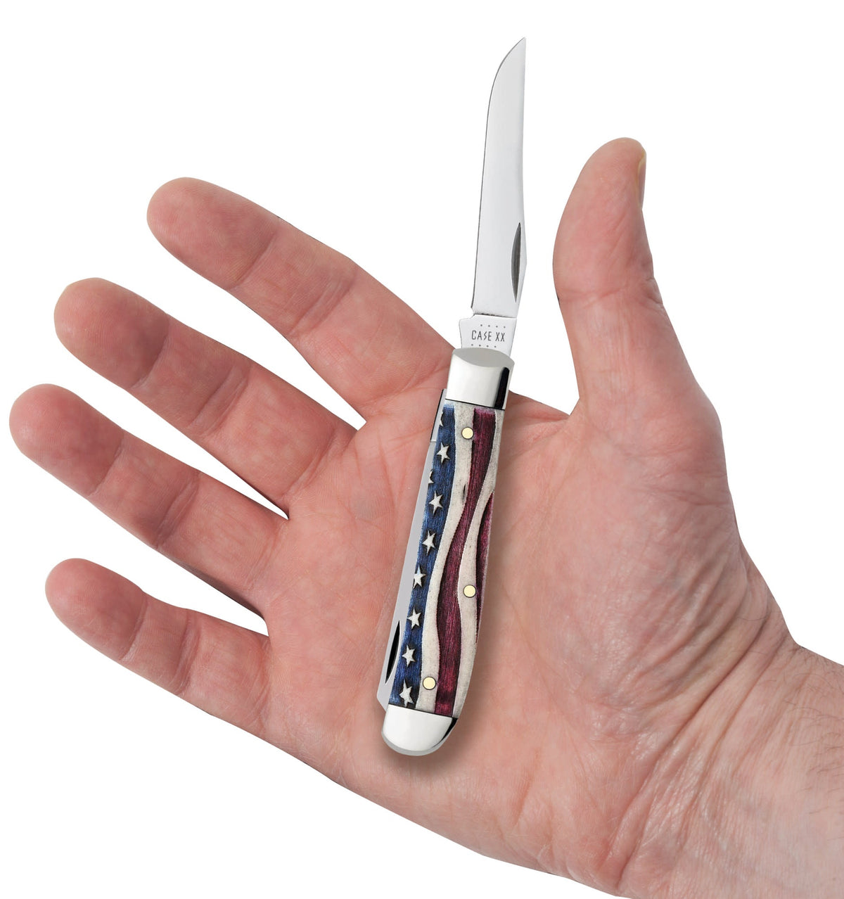 Case Knives Star Spangled Smooth Natural Bone Mini Trapper Knife