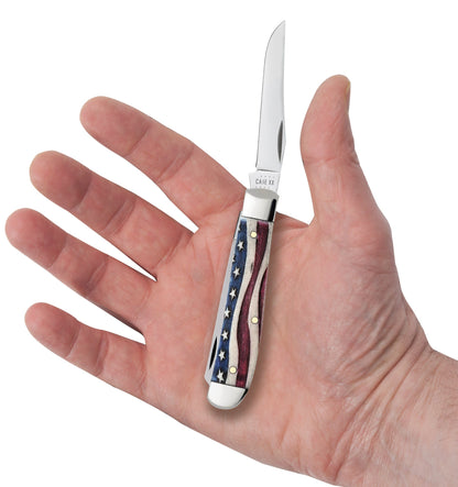 Case Knives Star Spangled Smooth Natural Bone Mini Trapper Knife