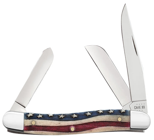 Case Knives Star Spangled Smooth Natural Bone Medium Stockman Knife