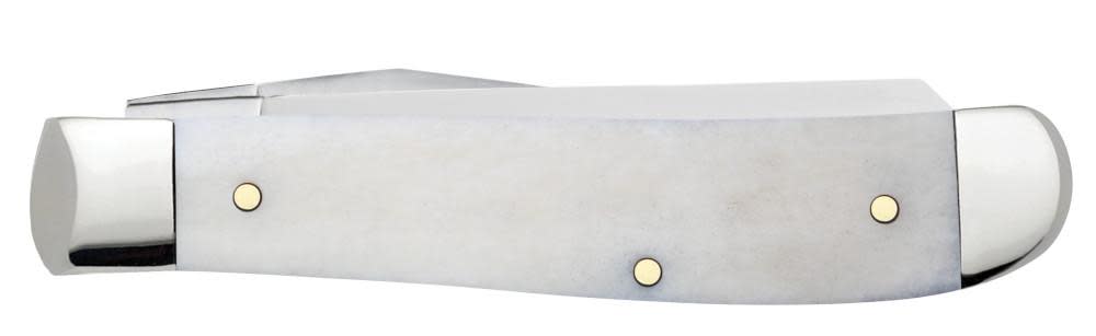 Case Knives Religious Sayings Rejoice Natural Bone Mini Trapper Knife