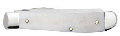 Case Knives Religious Sayings Rejoice Natural Bone Mini Trapper Knife