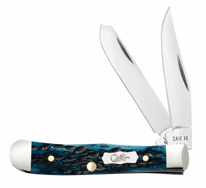 Case Knives Peach Seed Jig Pocket Worn® Mediterranean Blue Bone Tiny Trapper