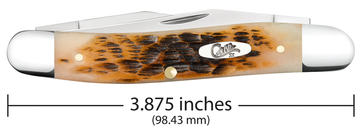 Case Knives Peach Seed Jig Amber Bone Muskrat
