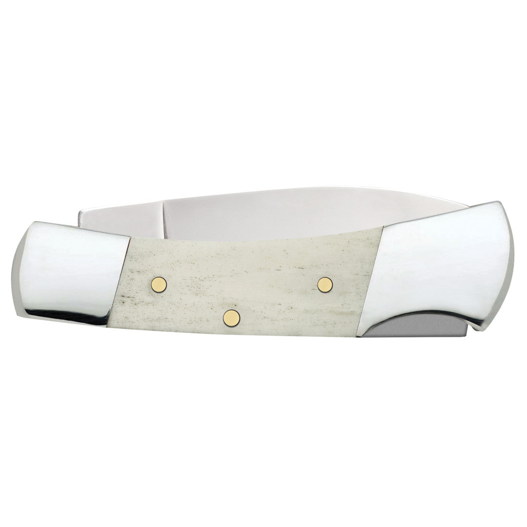 Case Knives Smooth Natural Bone Lockback with Brass Bomb Shield