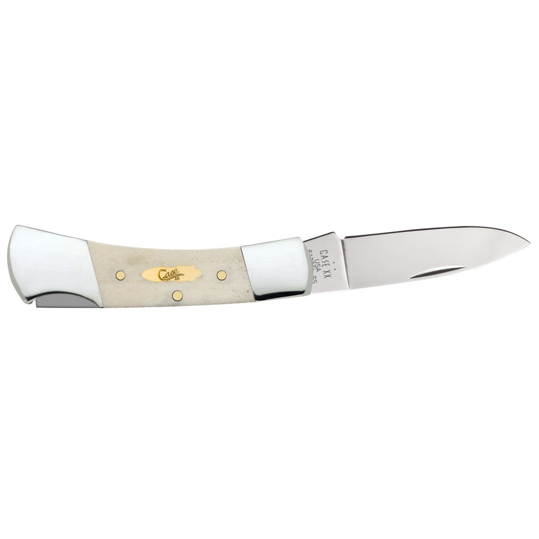 Case Knives Smooth Natural Bone Lockback with Brass Bomb Shield