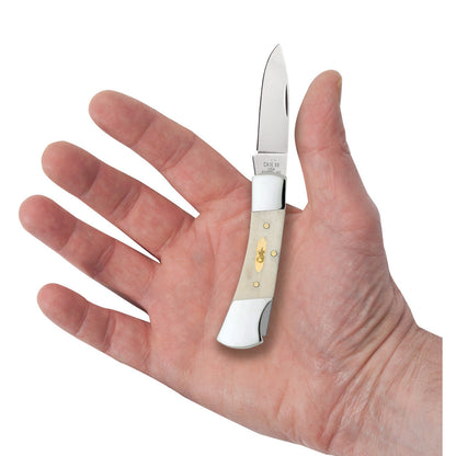 Case Knives Smooth Natural Bone Lockback with Brass Bomb Shield