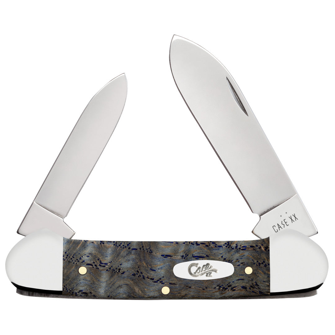 Case Knives Smooth Blue Curly Oak Canoe