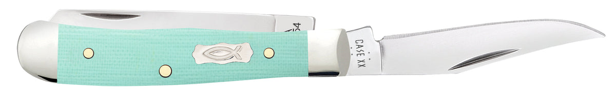 Case Knives Smooth Seafoam Green G-10 Tiny Trapper