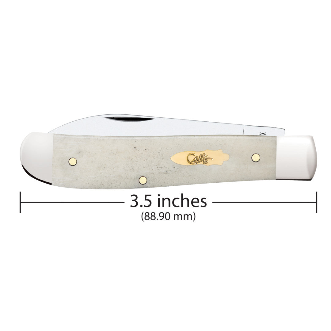 Case Knives Smooth Natural Bone Mini Trapper with Brass Bomb Shield